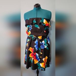 White House Black Market Floral strapless dress, size M